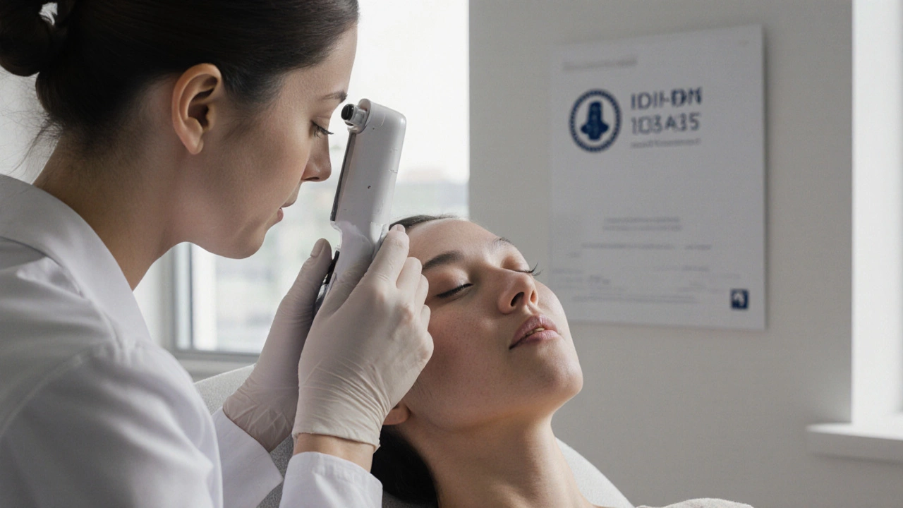 В Германии врач настраивает лазер Fraxel Dual с учётом типа кожи пациента.