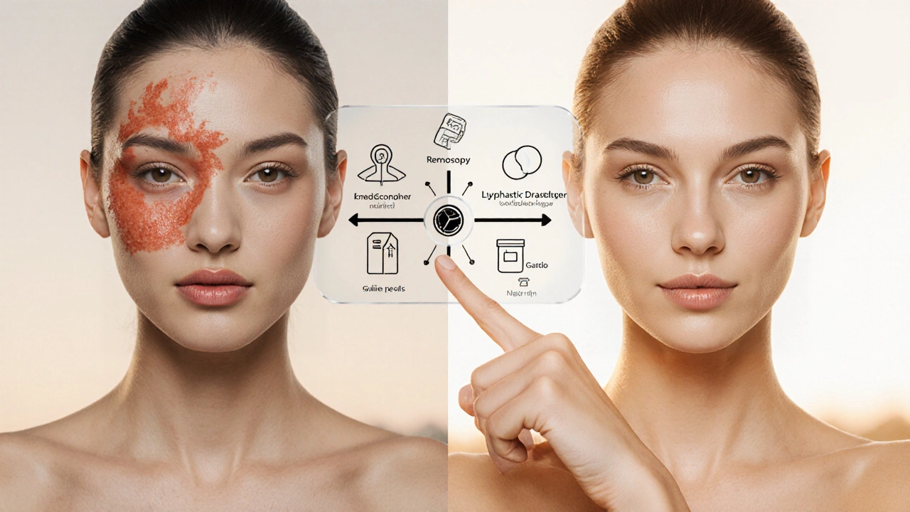 Сравнение состояния кожи до и через шесть месяцев профессионального ухода.