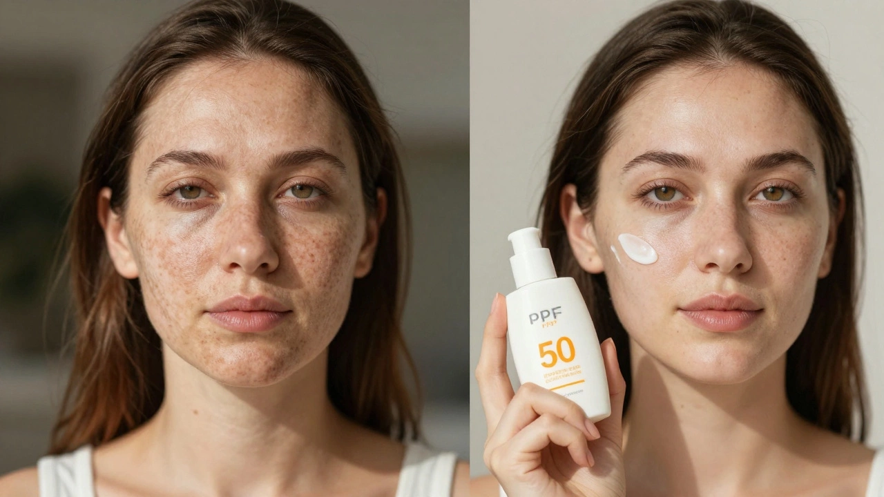 Сравнение кожи до и после пилинга: пигментация исчезает при правильном уходе.